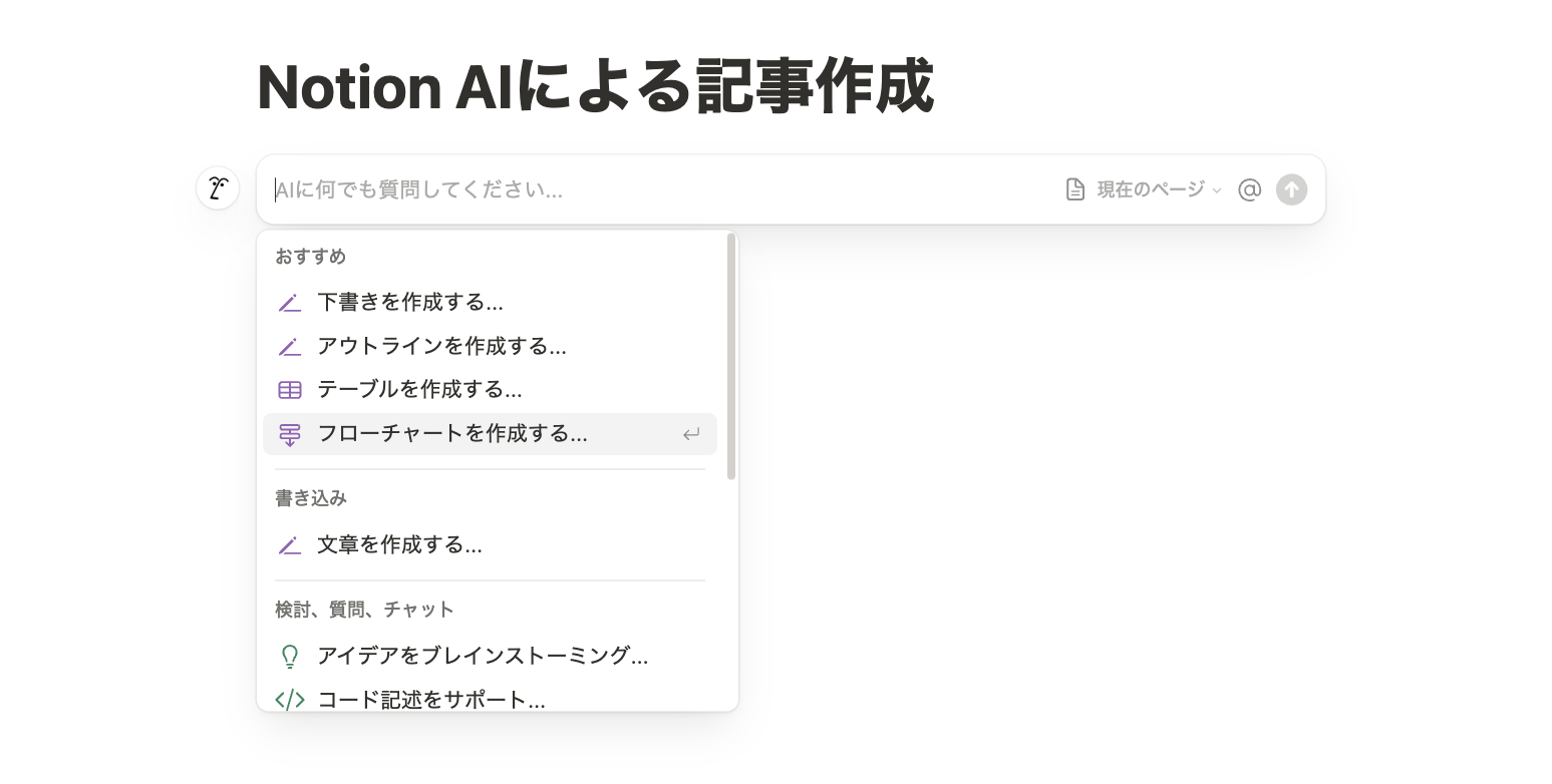 スペースキーを押すと「AIに依頼…」という入力欄が出現する場面