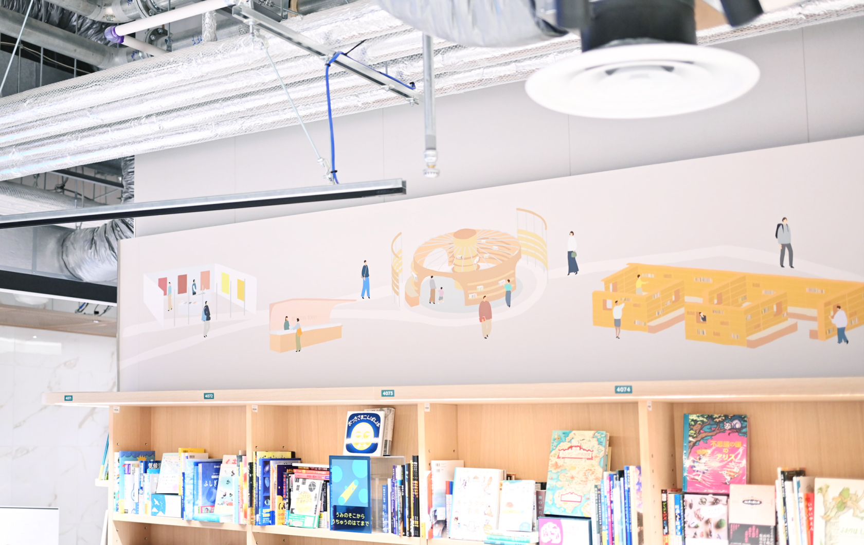 BUNKITSU TOKYOの店舗内に配置された、伊藤作成のイラスト